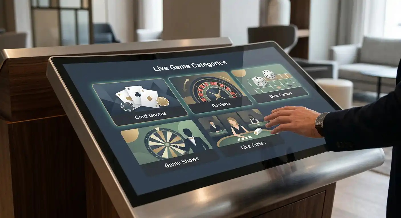 Actuele Simple Casino live-casino lobby met zichtbare live tafelcategorieen